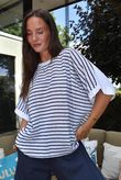 Below Deck Cheesecloth Stripe Tee White